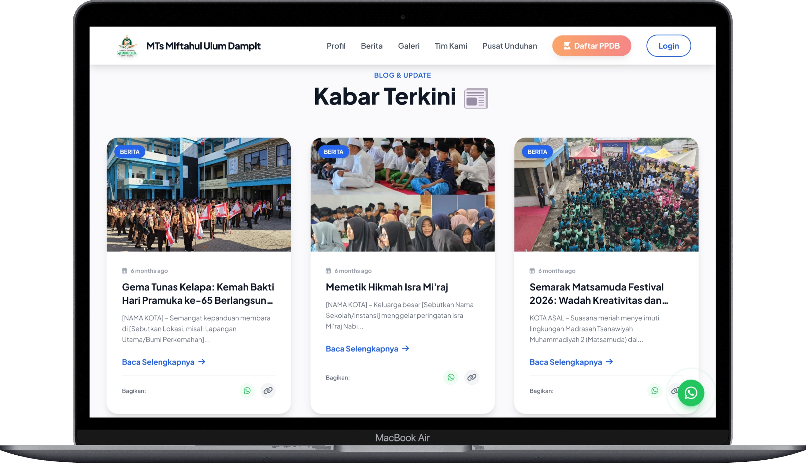 Website MTs Miftahul Ulum Dampit - Slide 2