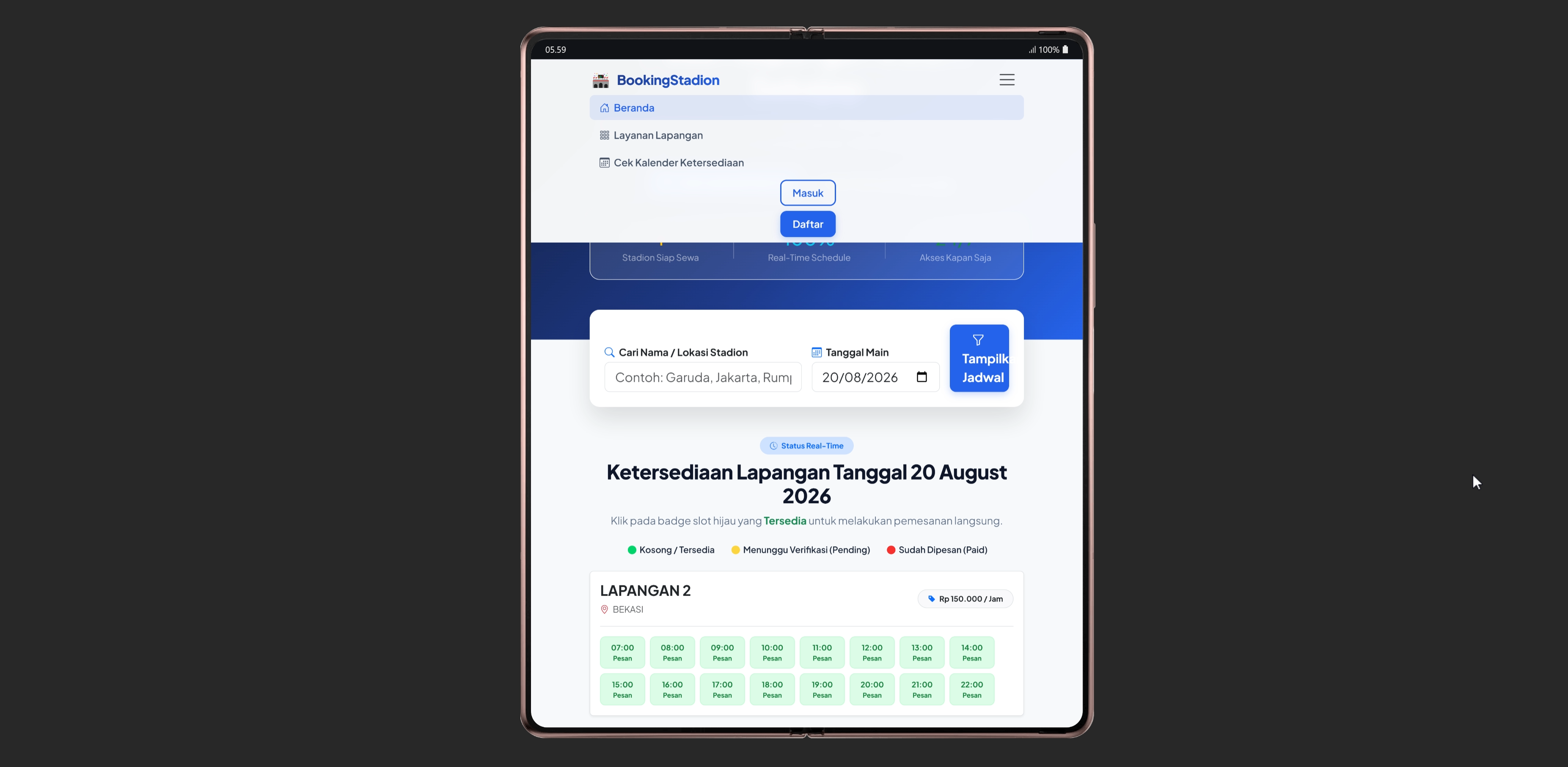 Website Booking Mini Soccer